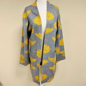 Alison Sheri grey cardigan with yellow print size S/P